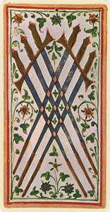 El seis de espadas, facsímil de una carta del tarot del mazo 
